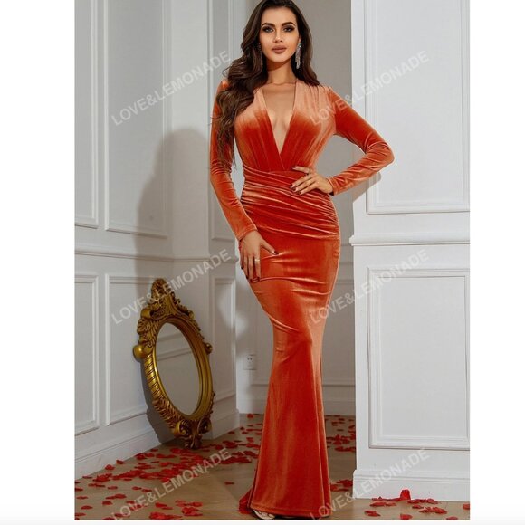 RUST/ORANGE EVENING DRESS (UNWORN/NO TAGS) - Picture 1 of 2